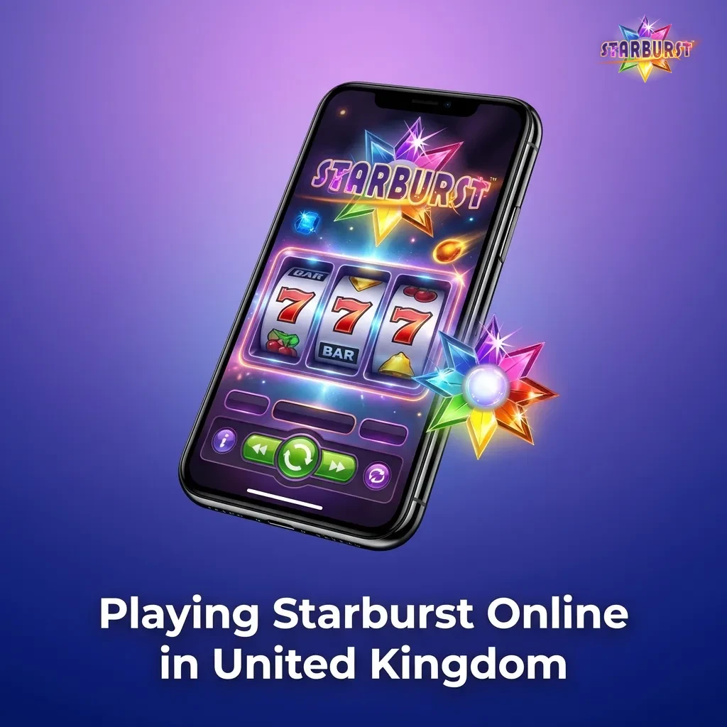 UK player spinning Starburst slot on mobile device with casino registration and payment options displayed