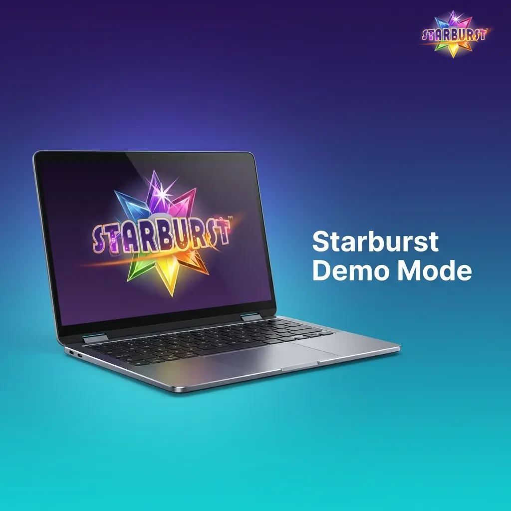 Starburst slot game demo mode interface showing virtual credits and game reels with colorful gem symbols