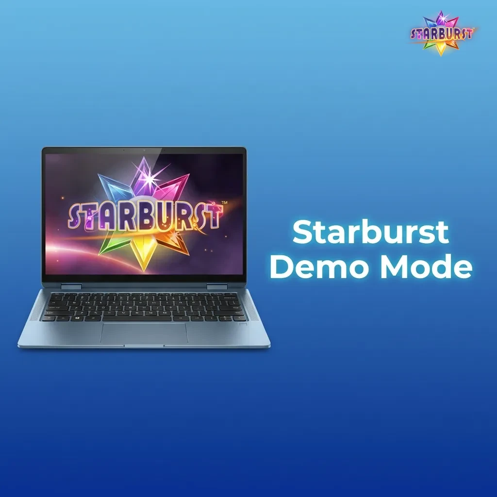 Player testing Starburst slot in demo mode with virtual credits on screen