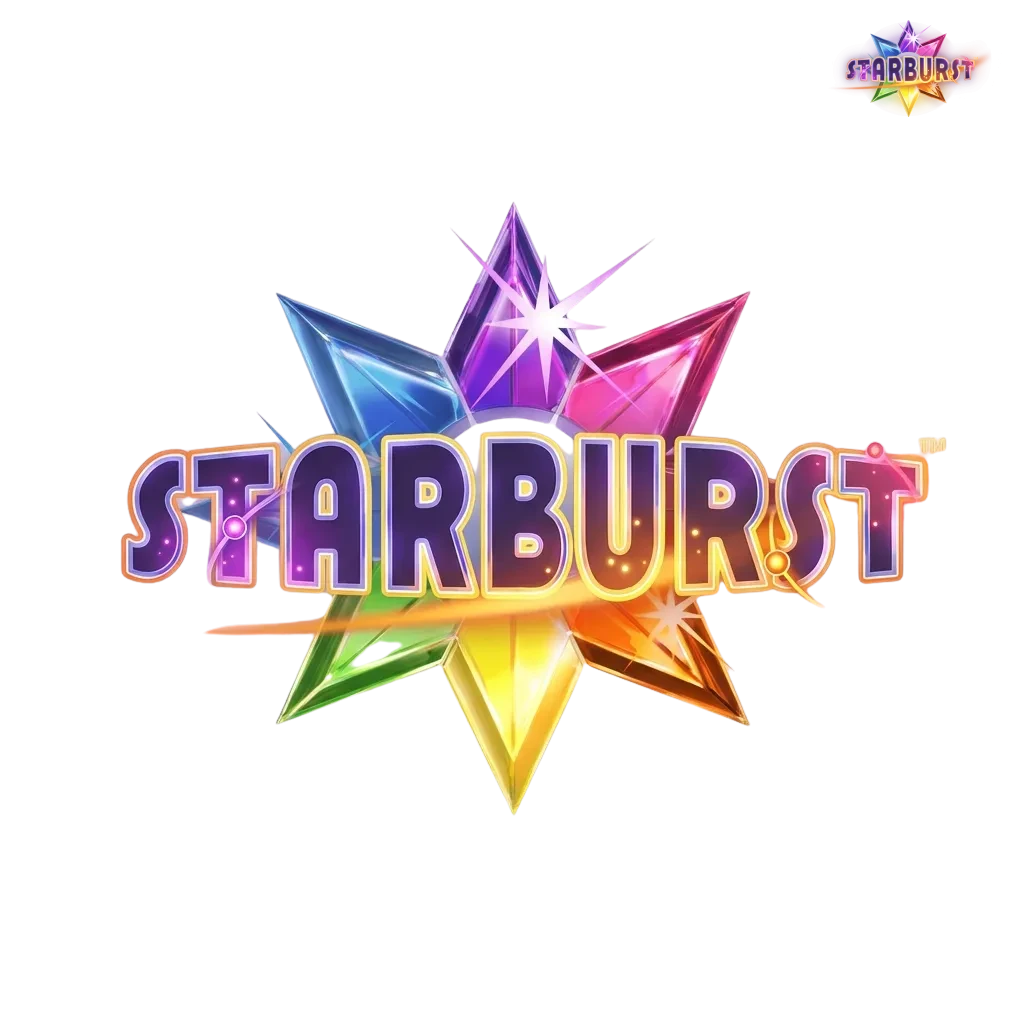 Colorful Starburst slot game interface showing sparkling gems and wild symbols on NetEnt's popular UK casino game