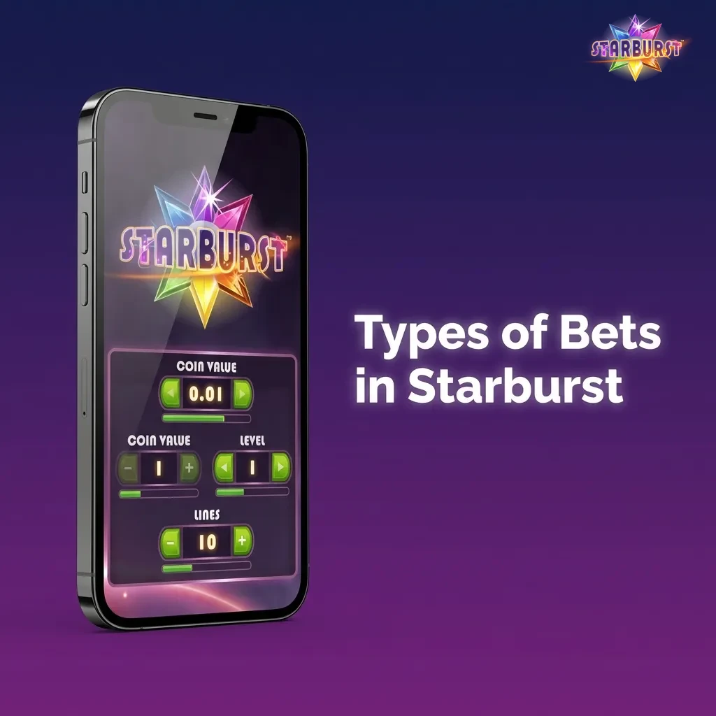 Starburst slot game interface showing coin value and bet level adjustment options for flexible betting strategies